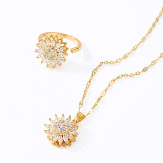 Collar girasol + Anillo girasol